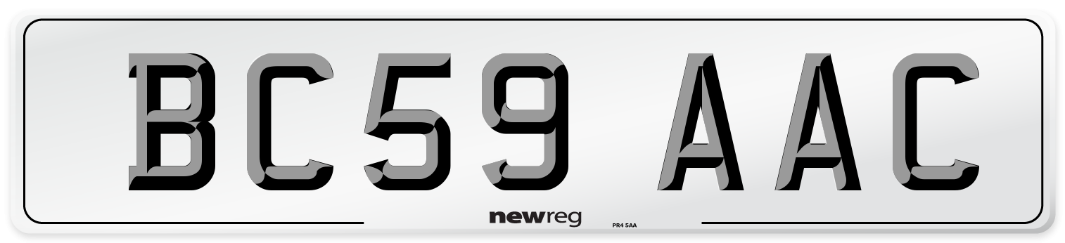 BC59 AAC Number Plate from New Reg